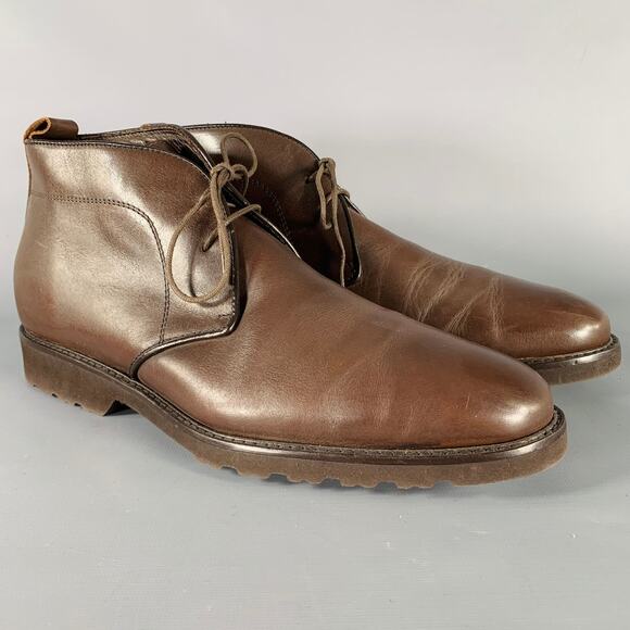 BRUNO MAGLI Size 10 Brown Leather Lace-Up Ankle Boots - Picture 1 of 8